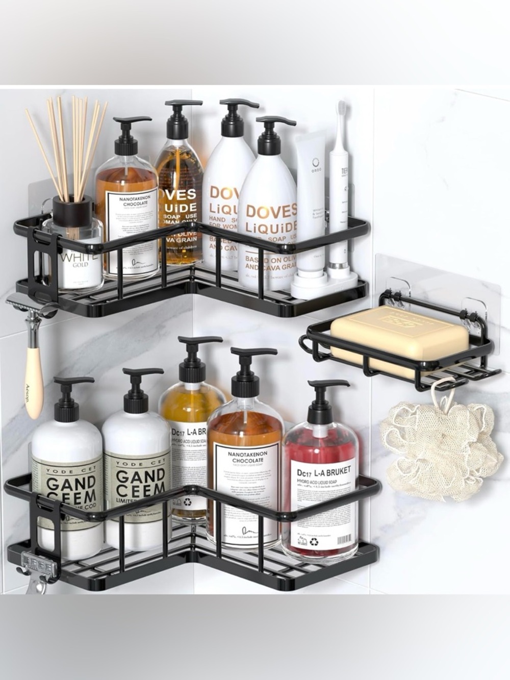 YASONIC Shower Caddy Corner, 3-Pack Adhesive Rustproof Stainless Steel